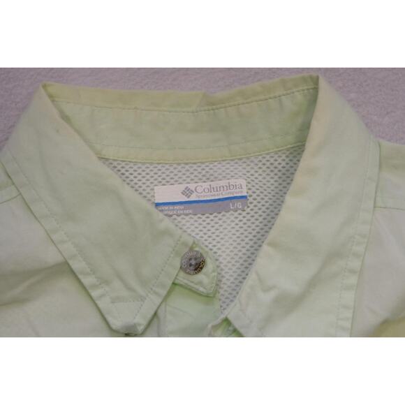Columbia PFG Vented Fishing Shirt Light Green Performance Camp Shirt Mens Large - Picture 9 of 13